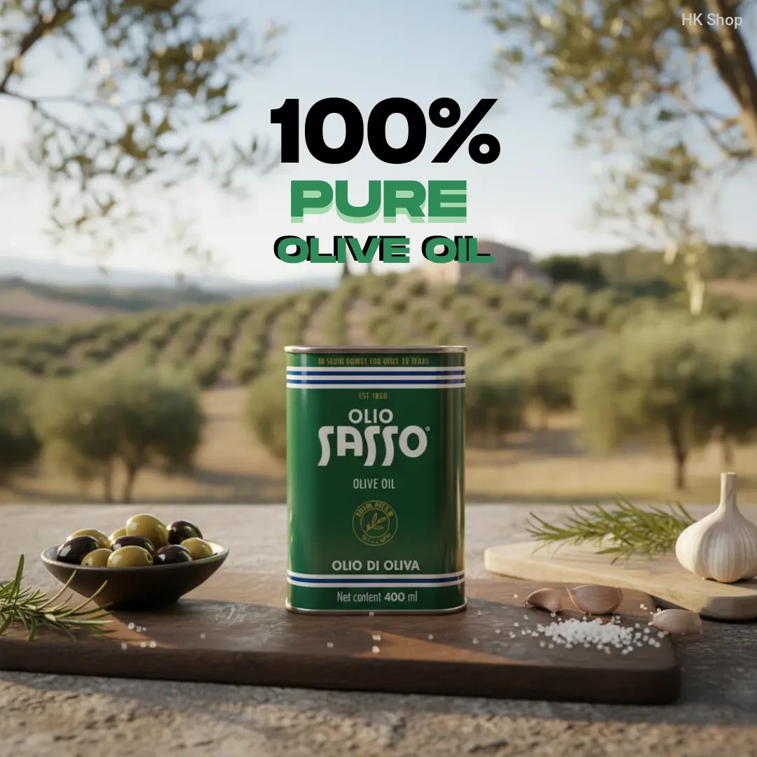 Buy Sasso Olive Oil 400ml – 100% Pure Olio di Oliva, Imported Italian Olive Oil for Cooking, Dressing & Healthy Living