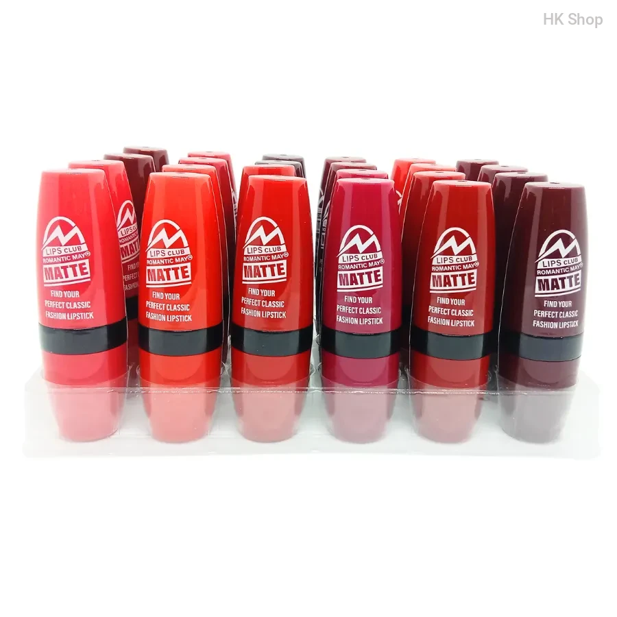 Romantic May Matte Lipstick by Lips Club – Long Lasting, Highly Pigmented, Smudge-Proof, Classic Red & Nude Shades