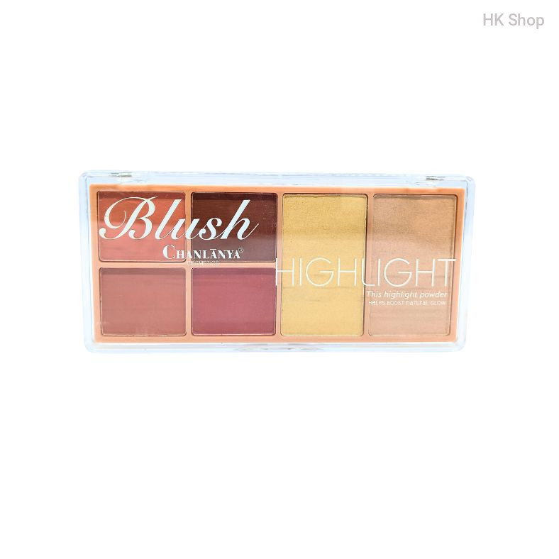 Chanlanya Blush And Highlighter Palette | 6 in 1, 4 Blush & 2 Highlighter | Four Shades for a Flawless Finish