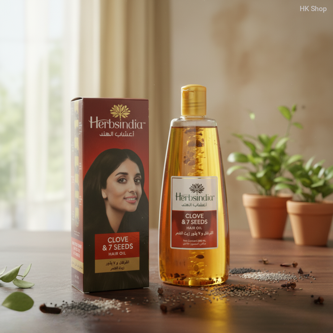 Herbsindia Clove & 7 Seeds Hair Oil 280ml – Natural Hair Growth Oil for Shiny, Thick, Healthy Hair