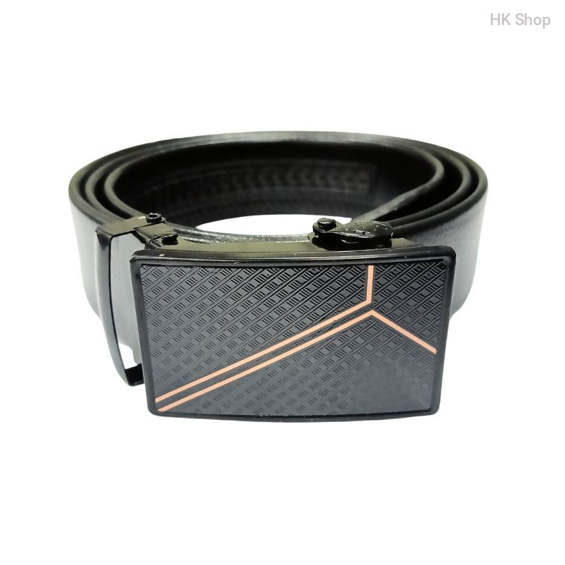 Leather Belt For Men with Unique Y Designed Buckle Black