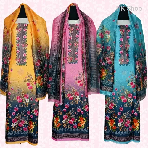 Vibrant Blossom Cotton Three-Piece Ethnic Set – Style o Tradition er Perfect Combination