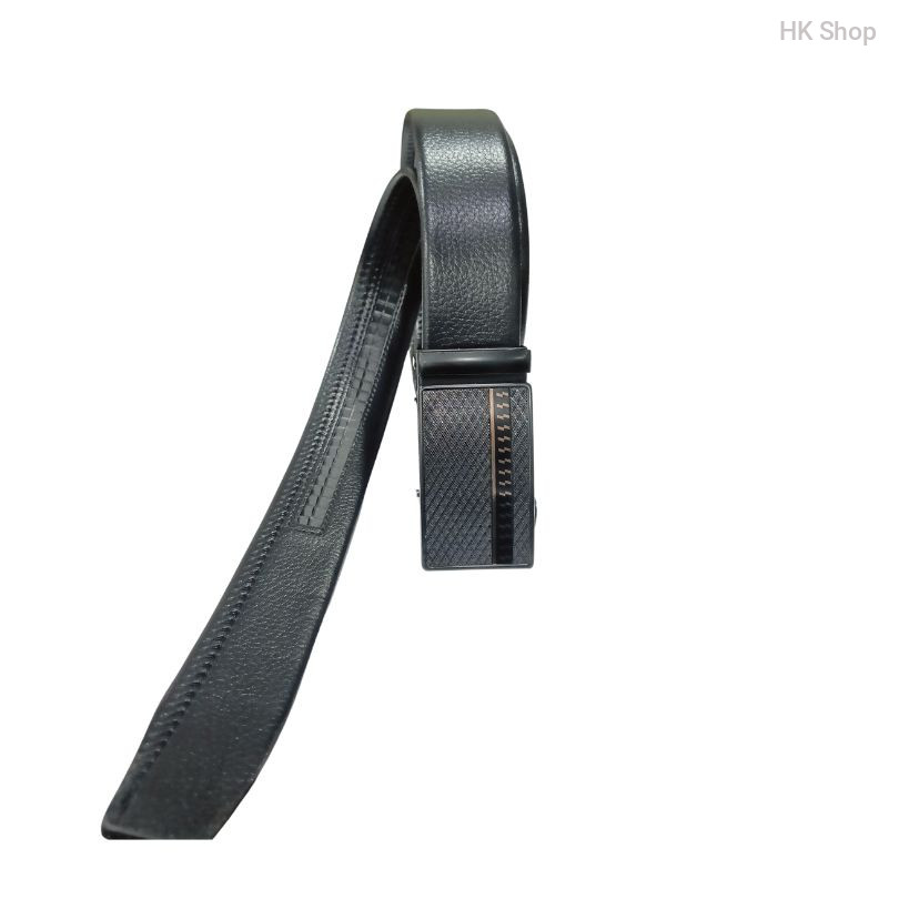 Black Leather Belt For Men with Modern Designed Buckle