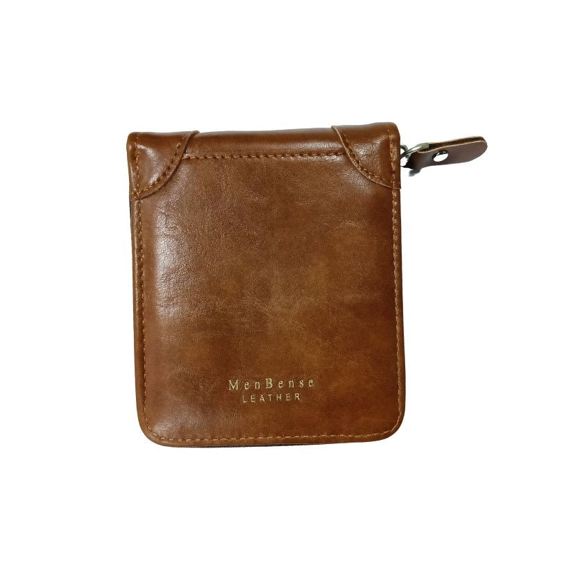 MenBense Leather Round Zipped Bifold Wallet For Men