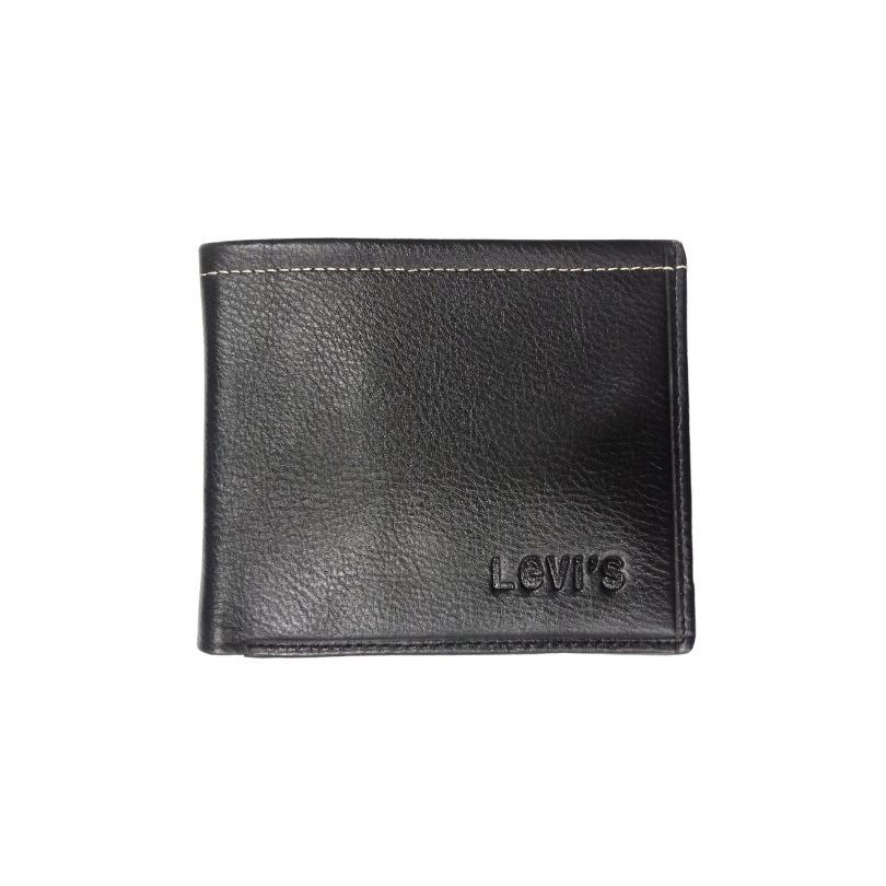 LEVIS Men's Compact Traveler Bifold Wallet with Multiple Card Slots and ID Window