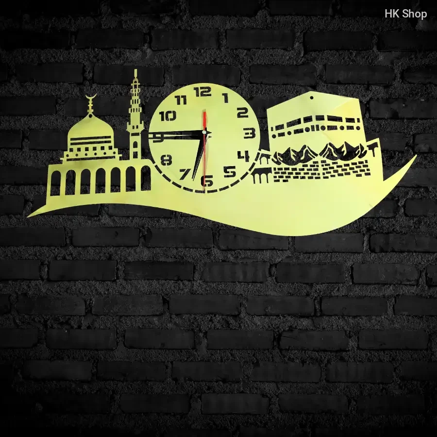 Islamic Wall Clock – Masjid & Kaaba Design সহ Elegant Timepiece for Home, Office & Prayer Room