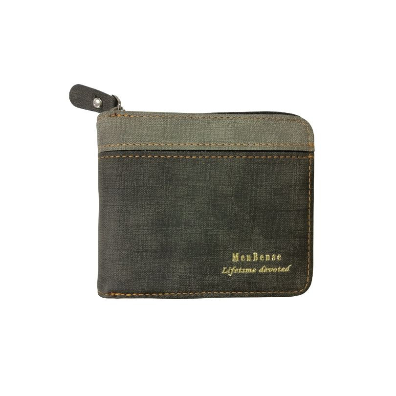 MenBense Lifetime Devoted Round Zipped Bifold Wallet