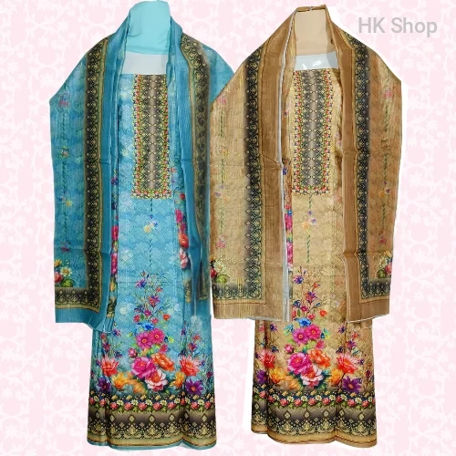 Chic Cotton Floral Embroidered Suit Set – সাথে Stunning Matching Dupatta!