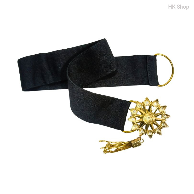 Ladies Belt With Flower Designed Golden Buckle