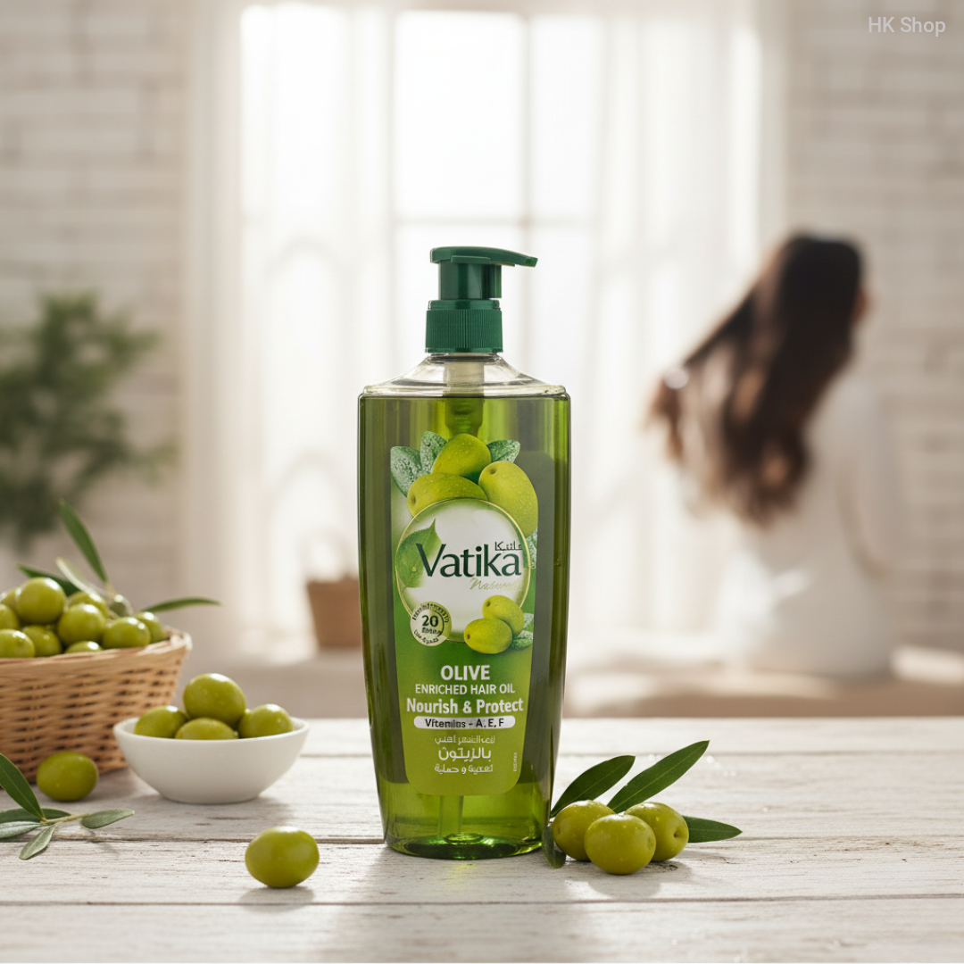 Vatika Olive Enriched Hair Oil 500ml – Nourishing Hair Oil with Vitamins A, E, F for Strong, Soft & Shiny Hair
