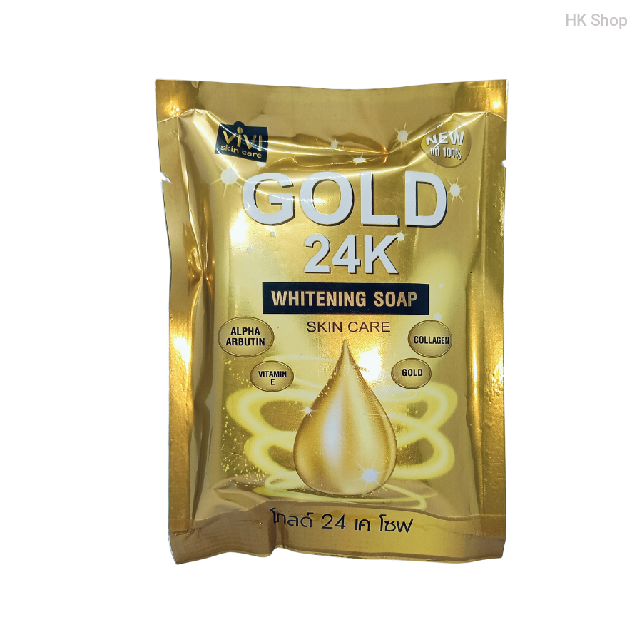 Vivi Skin Care Gold 24 K whitening soap | Made in Thailand | With Alpha Arbutin, Collagen, Vitamin-E, Gold