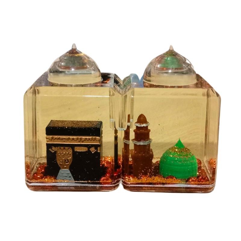 Buy Islamic-themed pen holder online | Islamic Gift Pen Holder for Office or Home | Beautiful Crystal Glass Pen Holder | Makkah & Madinah Miniature