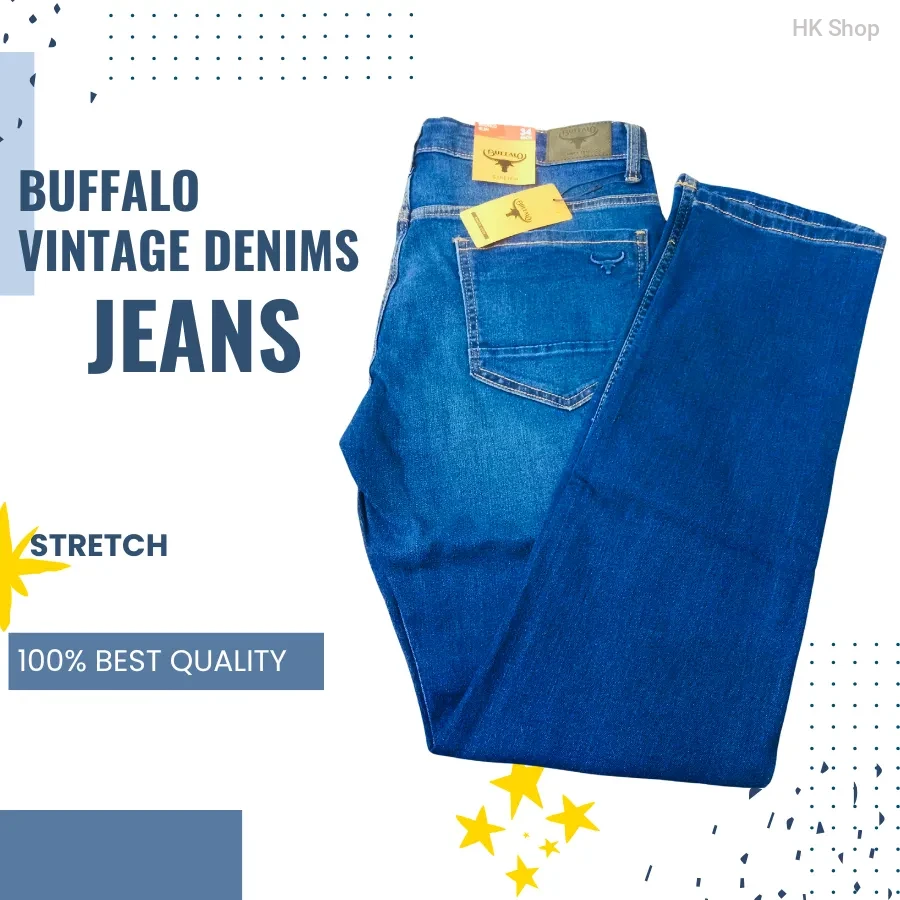 Men's Deep Blue Stretch Denim Jeans | Comfortable & Stylish Vintage Fit for Everyday Wear in Bangladesh