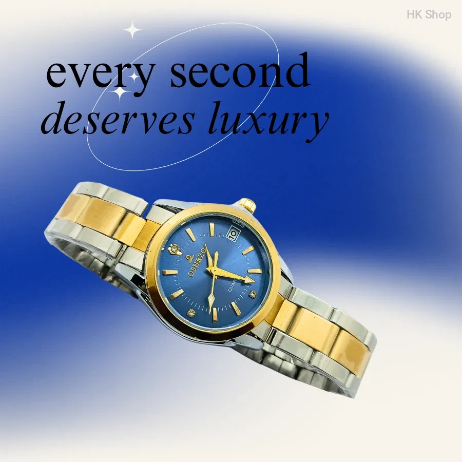 Oshrzo Elegant Blue Dial Quartz Watch - Timeless Elegance & Precision!