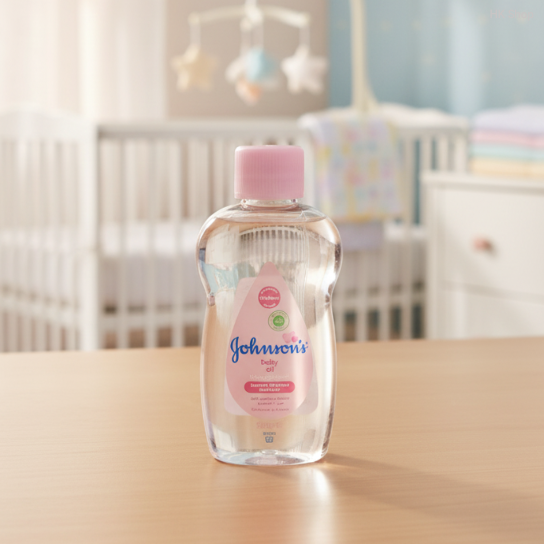 Johnson's Baby Oil 500ml – Hypoallergenic, Clinically Proven, Locks in 10x More Moisture, Gentle Baby Massage Oil