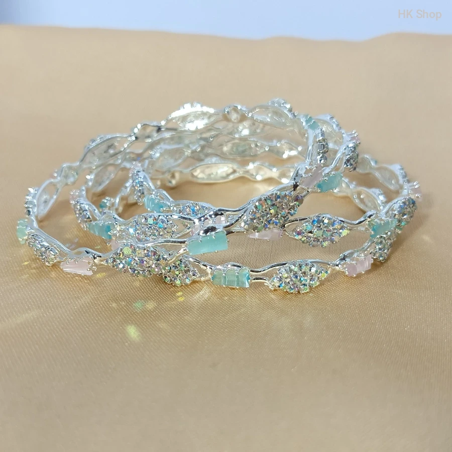 Sparkling Twisted Bangle Set – Iridescent Stone-er Shaj-e Gorgeous Look! (4Pieces set)