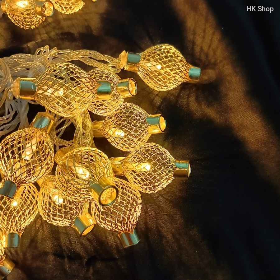 Golden Metal Lantern Shaped Fairy Lights Price in Bangladesh | String Lights For Diwali & Home Decoration, Candle
