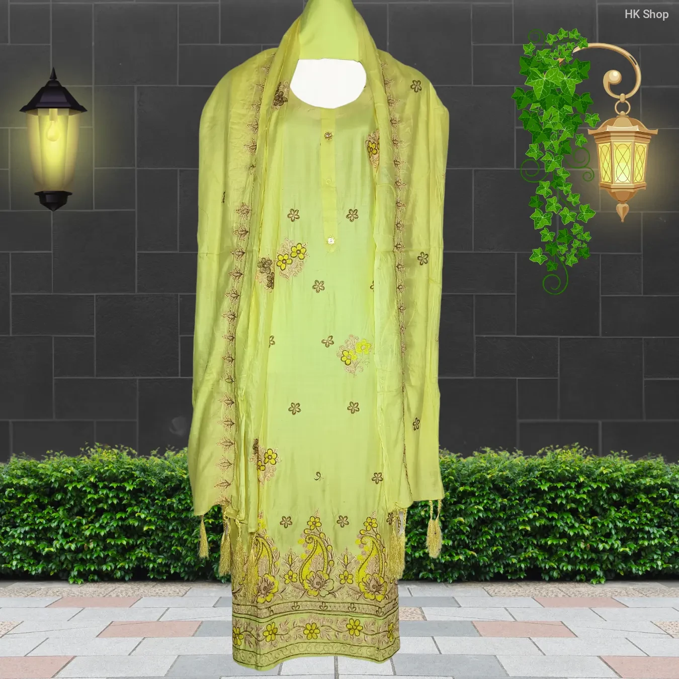 Cotton Embroidered Three-Piece Dress